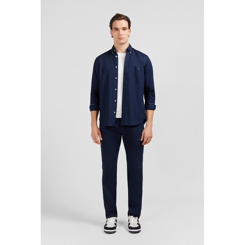 Navy Blue Shirt With Floral Detail