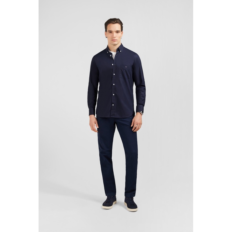 Navy Blue Shirt With Floral Elbow Patches