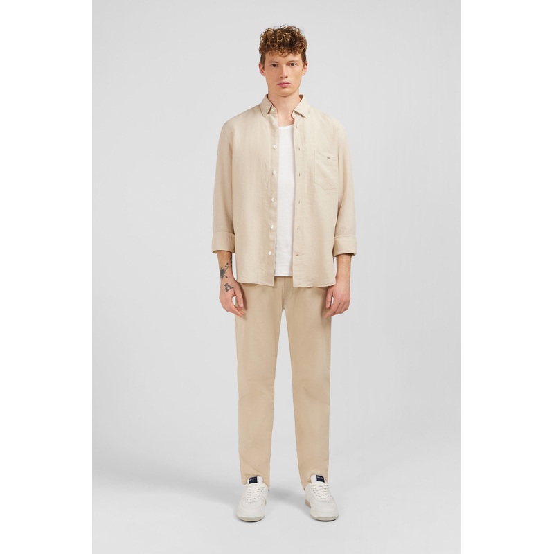 Plain Beige Linen Shirt