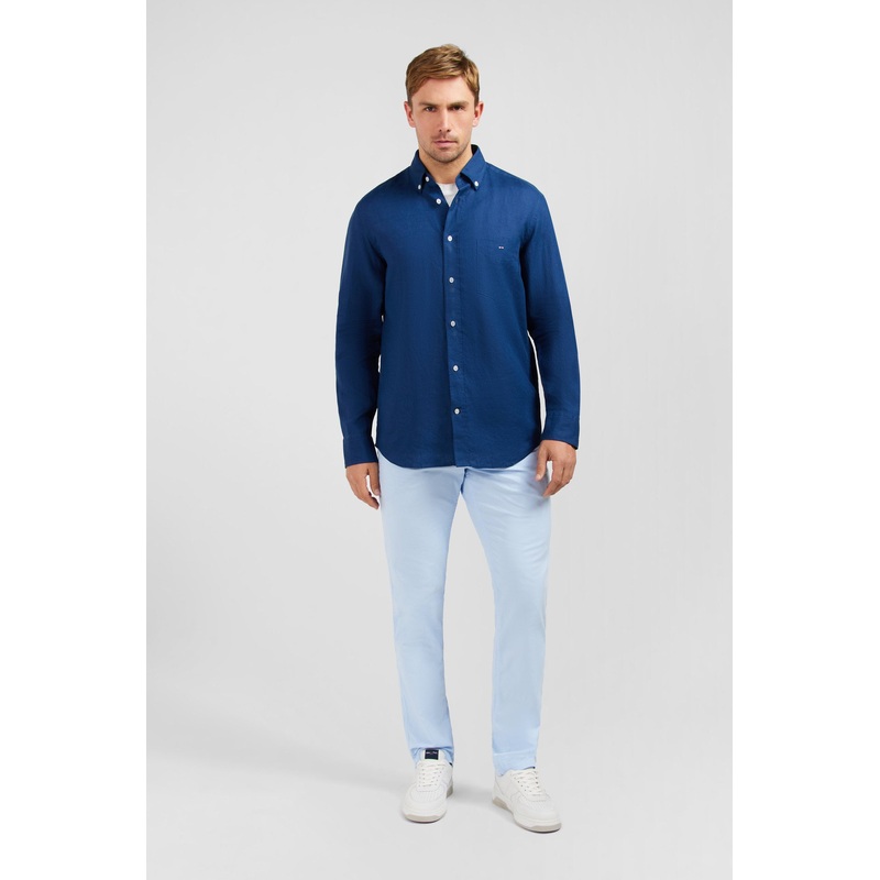 Plain Blue Linen Shirt