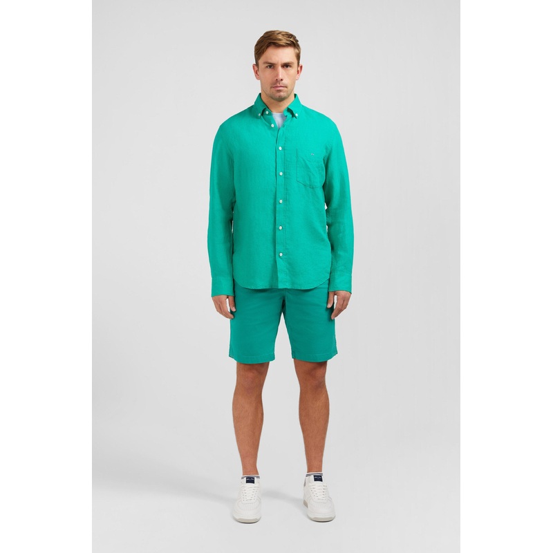 Plain Green Linen Shirt