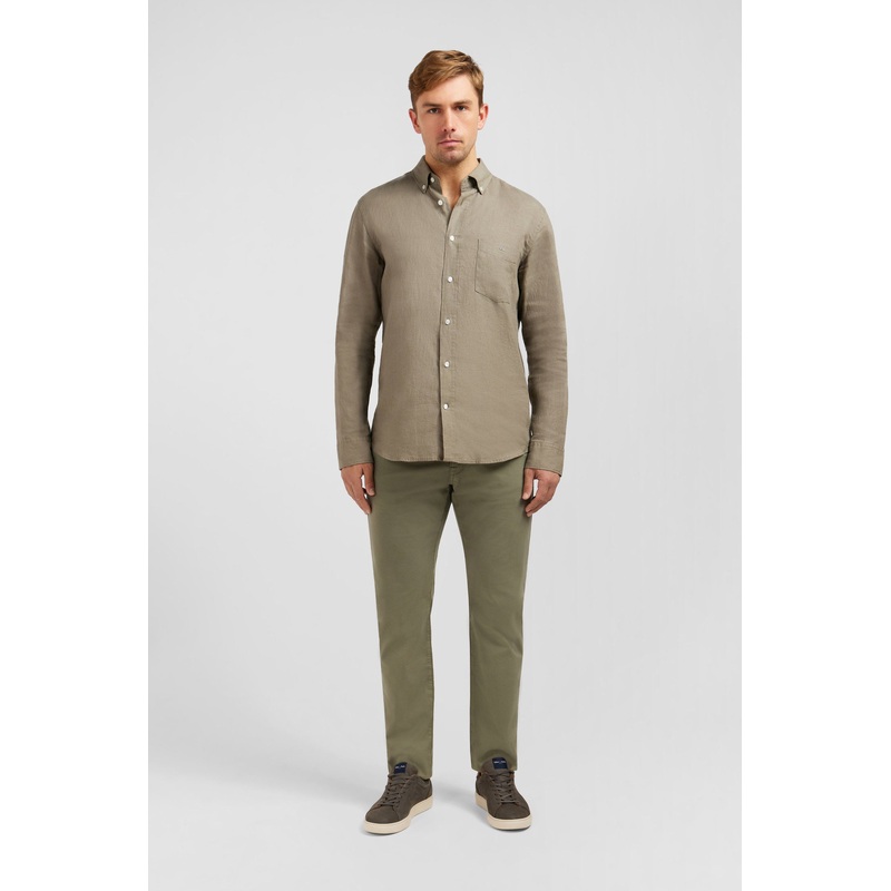 Plain Khaki Linen Shirt