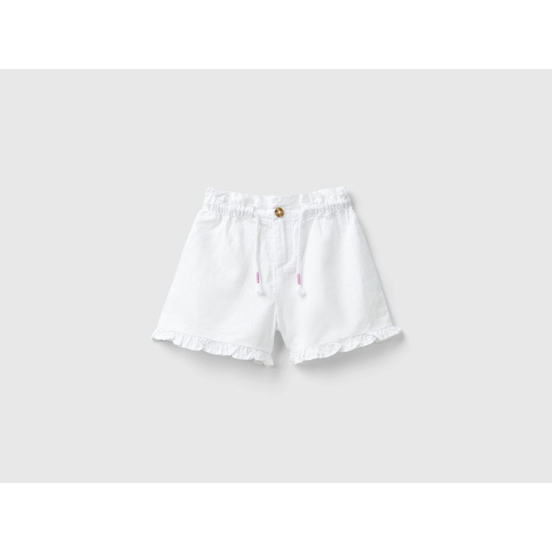 Shorts With Drawstring In Linen Blend