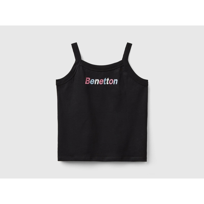 Tank Top With Glittery Logo Print