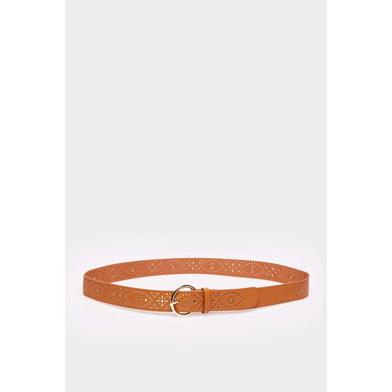 Thin Brown Belt With Cutout Design