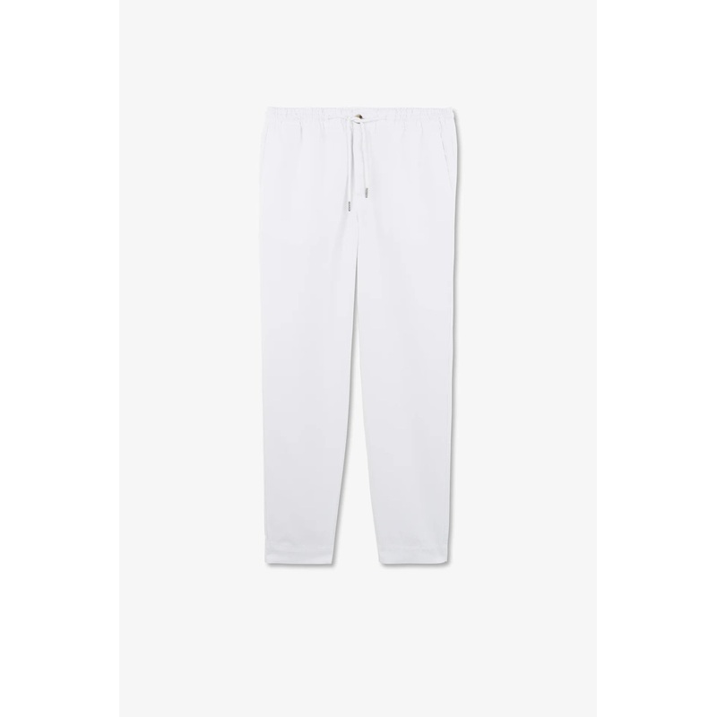 White Blended Lyocell Waistband Pants