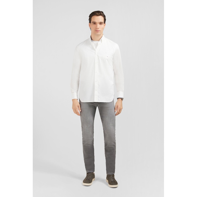 White Shirt With Floral Elbow Patches