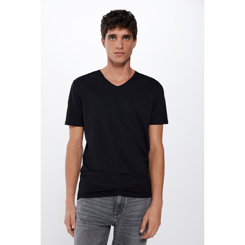 Basic Plain V-Neck T-Shirt
