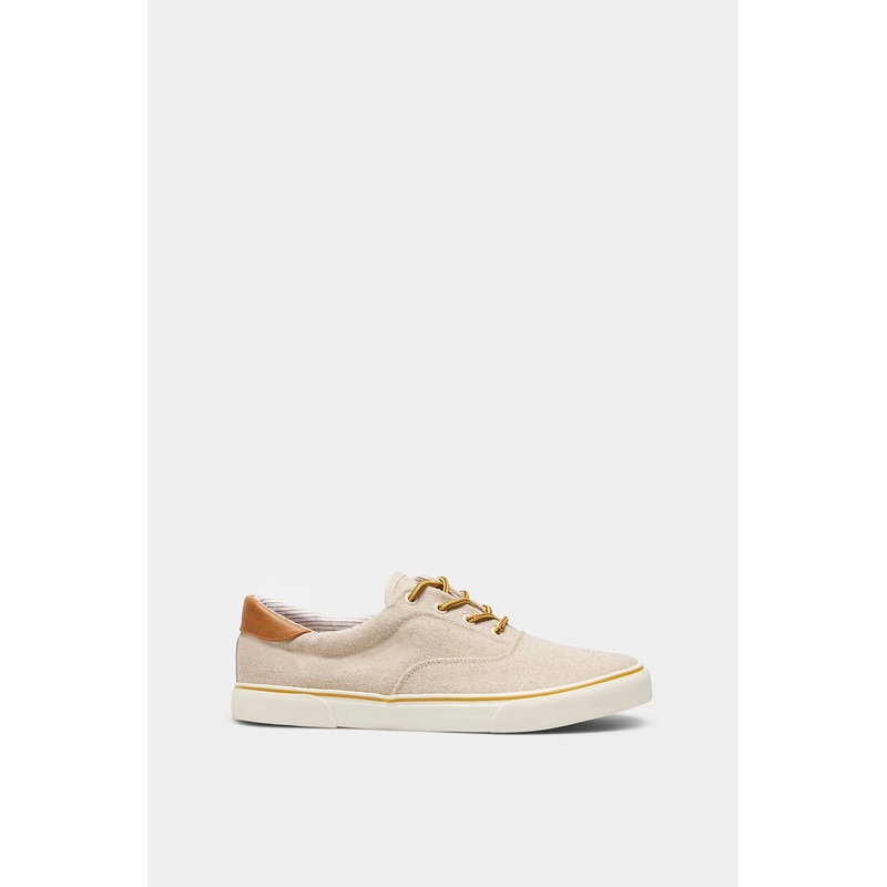 Beige and Brown Lace Up Trainers