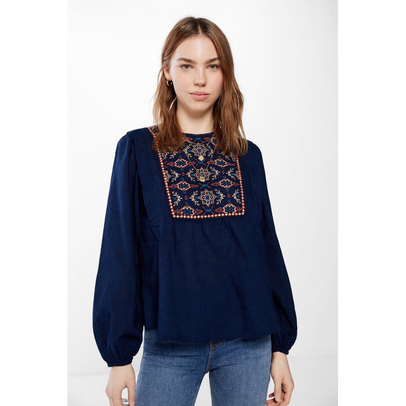 Blouse With Chest Embroidery