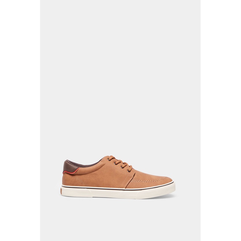 Brown Lace Up Trainers With White Sole