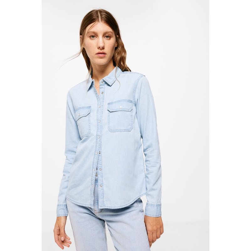 Denim Button Down Shirt With Pockets