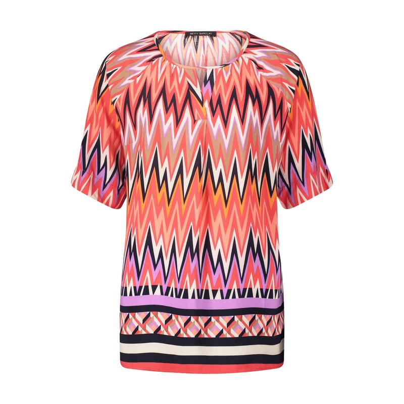 Loos Fit Short Sleeve Blouse With Print