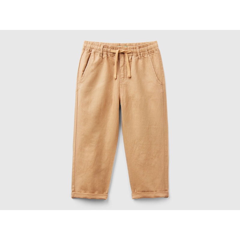 Trousers In Linen Blend With Drawstring