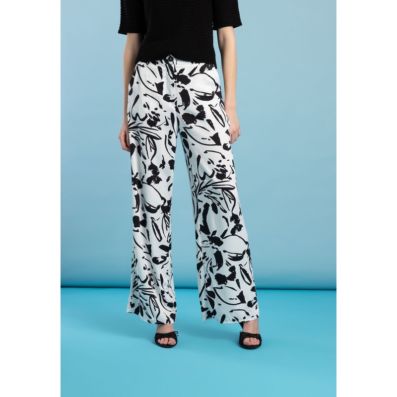 Wide Leg Printed Trousers