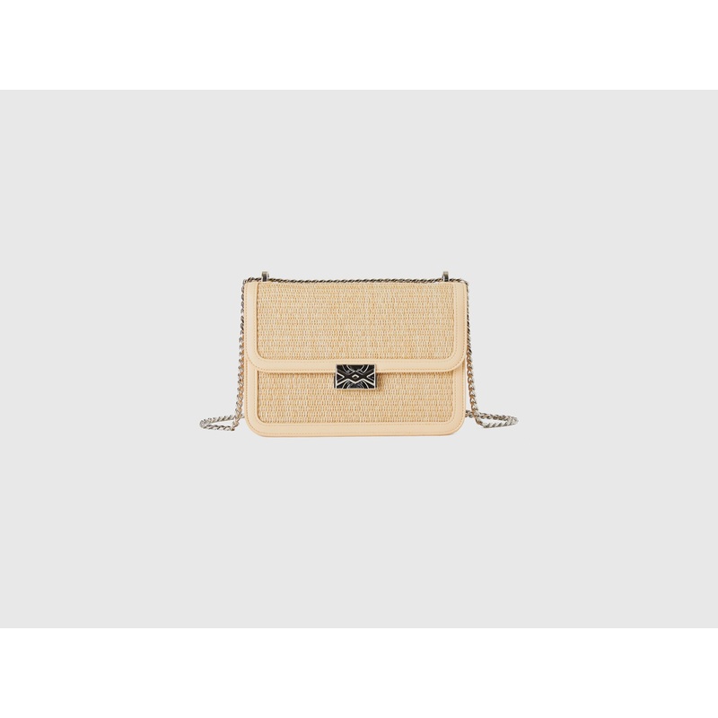 Black Medium Raffia Effect Bag