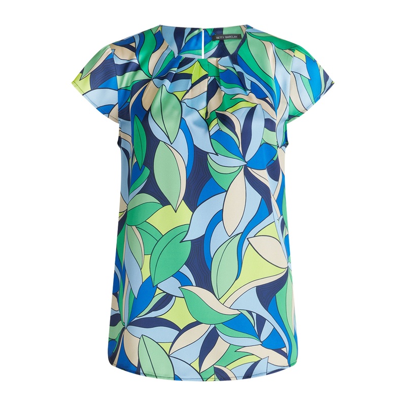 Cap Sleeve Blouse With All Over Print