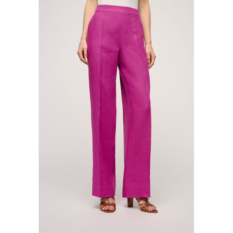 High Waist Slim Fit Linen Dress Trousers