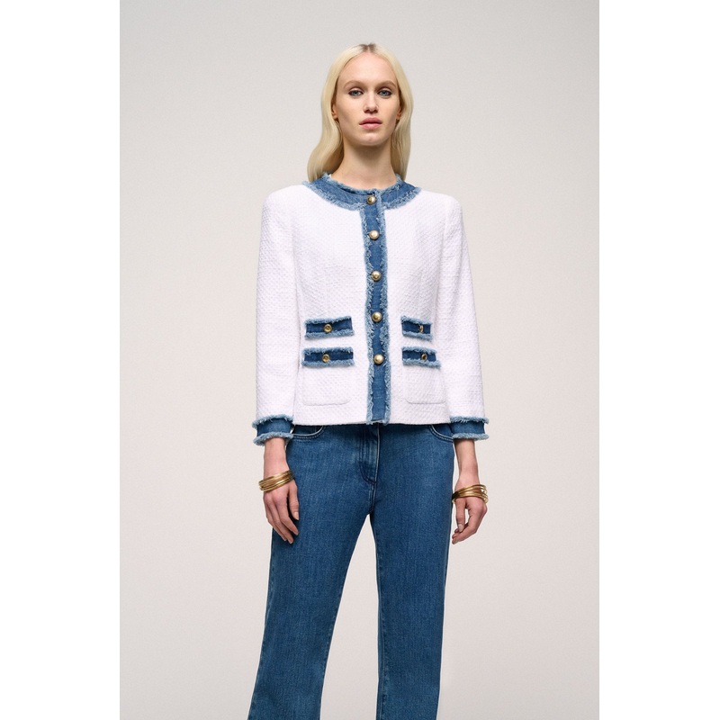 Jacket With Denim Trim