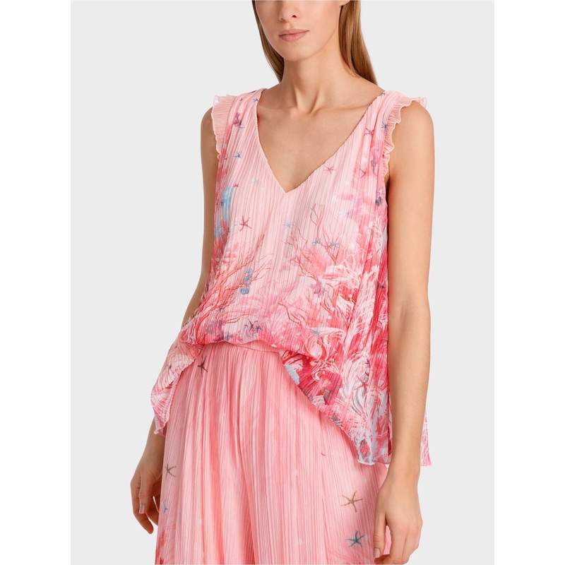 Pleated Top With Underwater Print