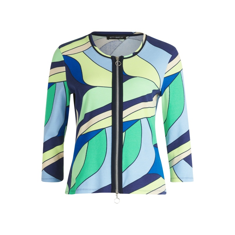Printed Zip Up Cardigan