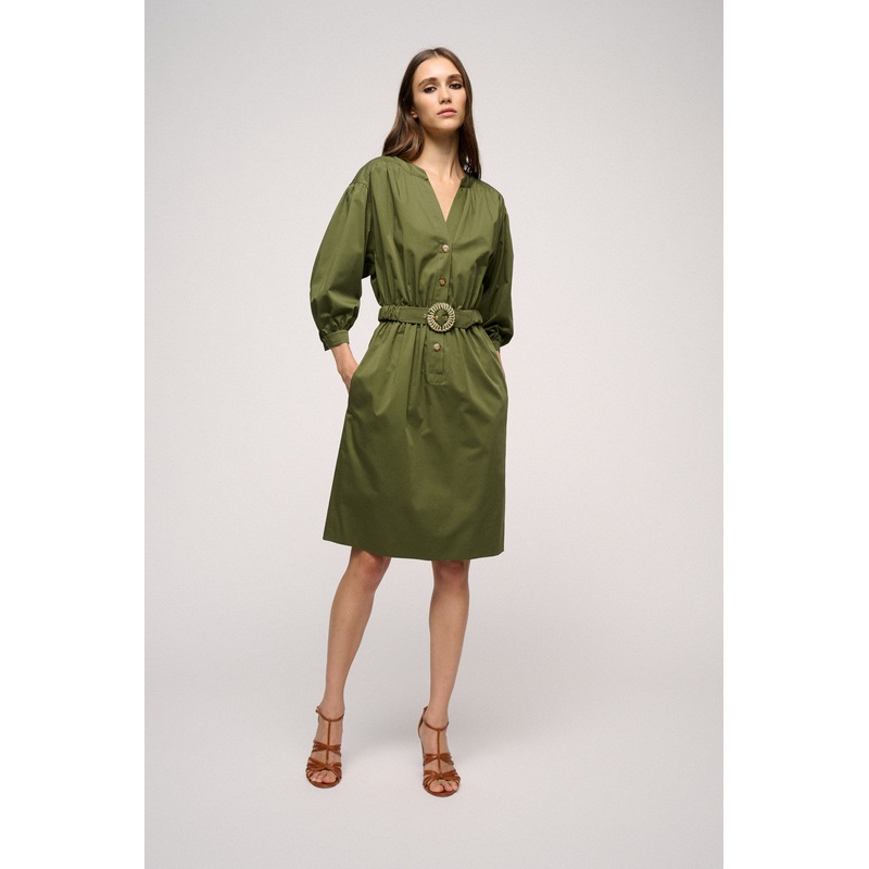 Shirt Dress With Gathered Waist