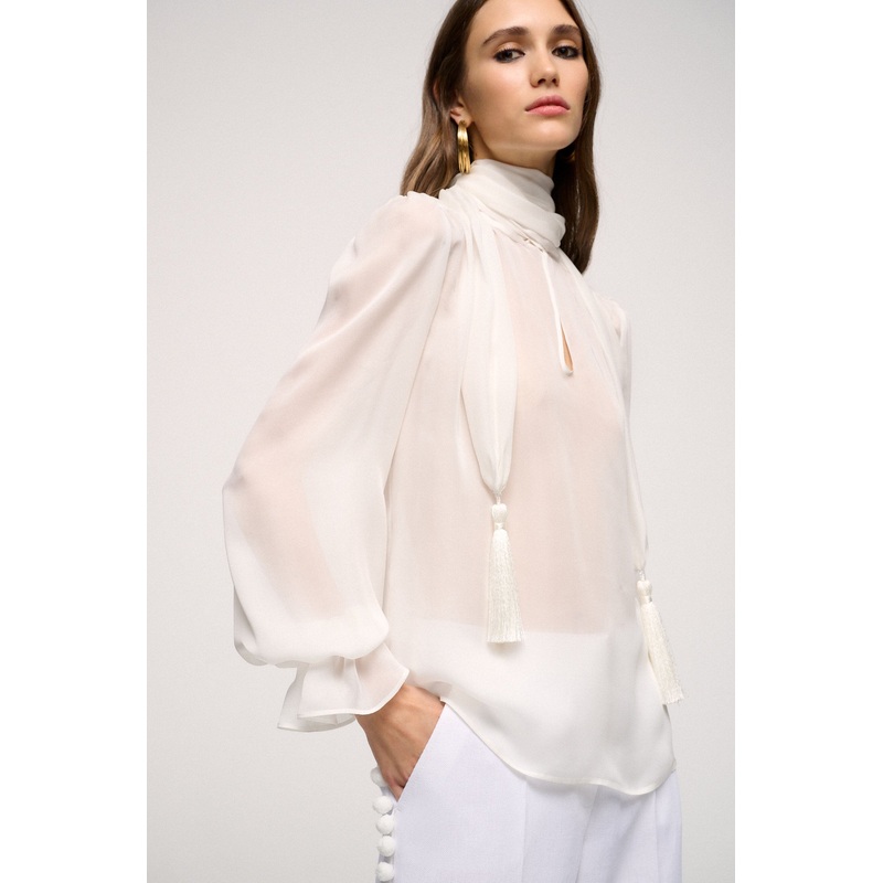 Silk Blouse Tassel Sash