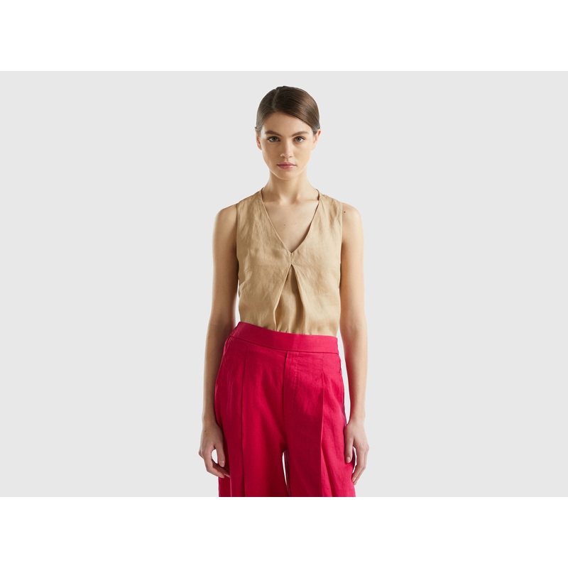 Sleeveless Blouse In Pure Linen