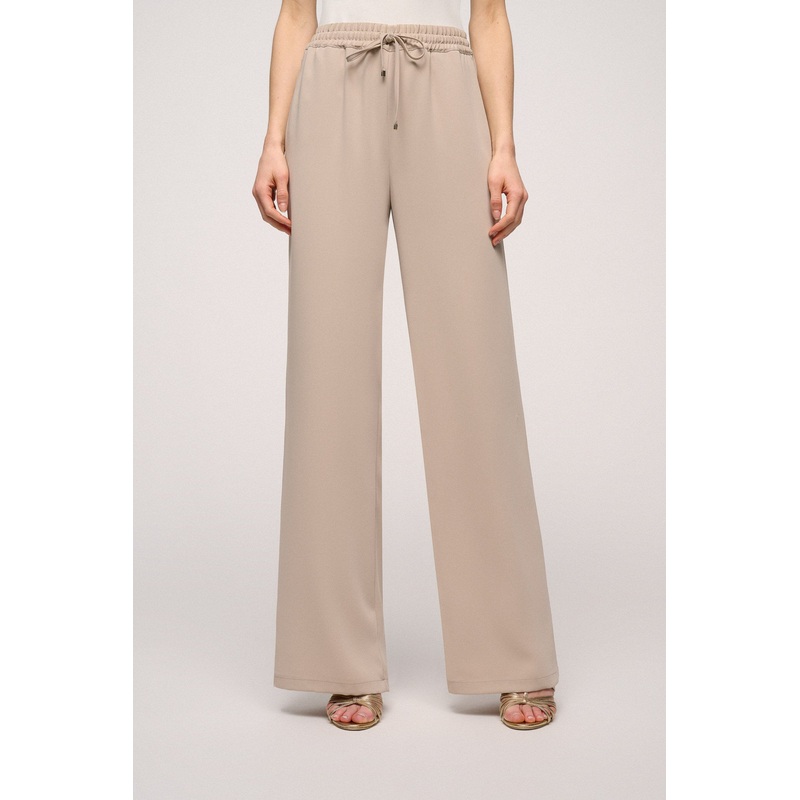 Wide Leg Slip On Trousers With Drawstring