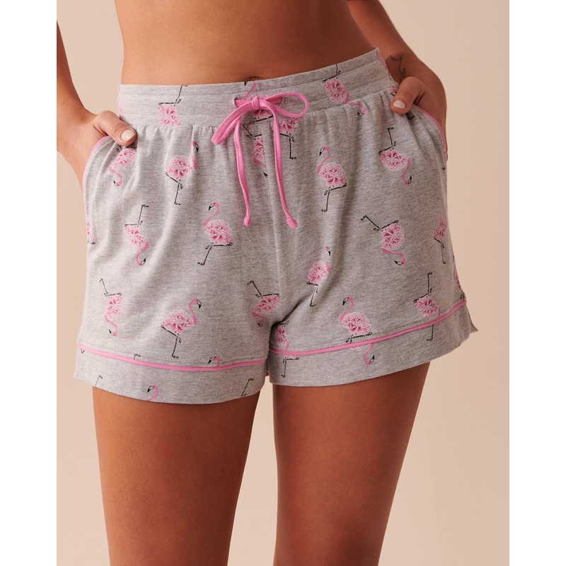 Cotton Pink Flamingo Pajama Shorts