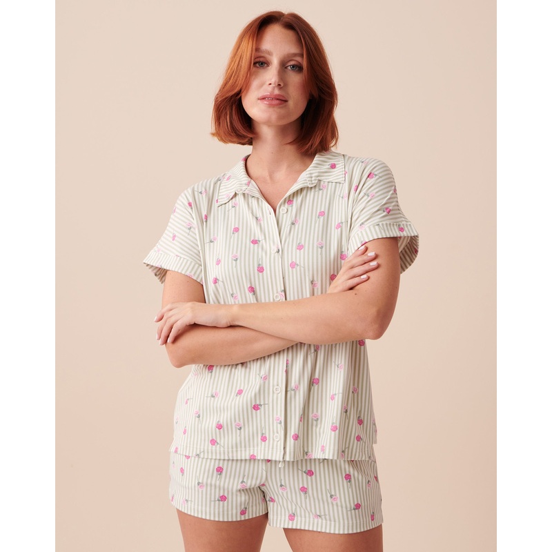 Ditsy Floral Stripes Super Soft Short Sleeve Shirt