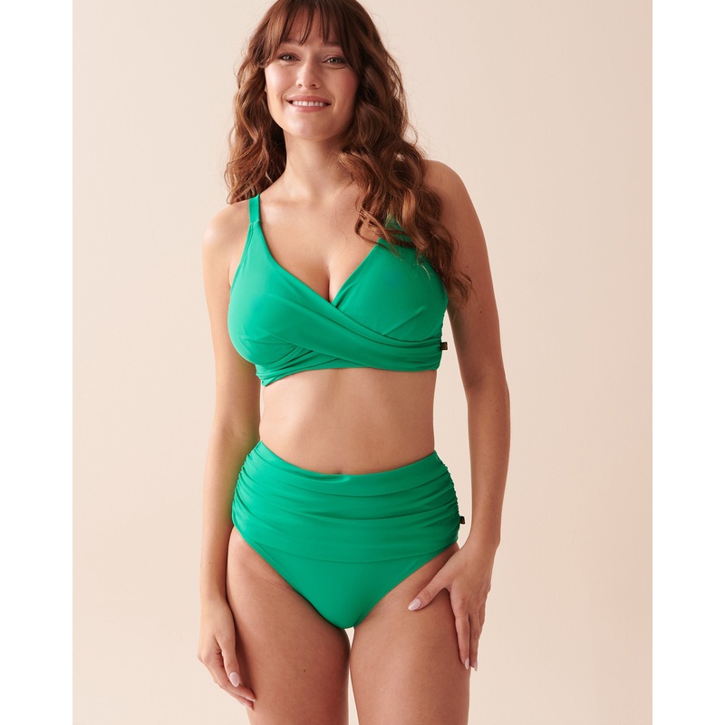 Emerald Recycled Fibers Draped High Waist Bikini B