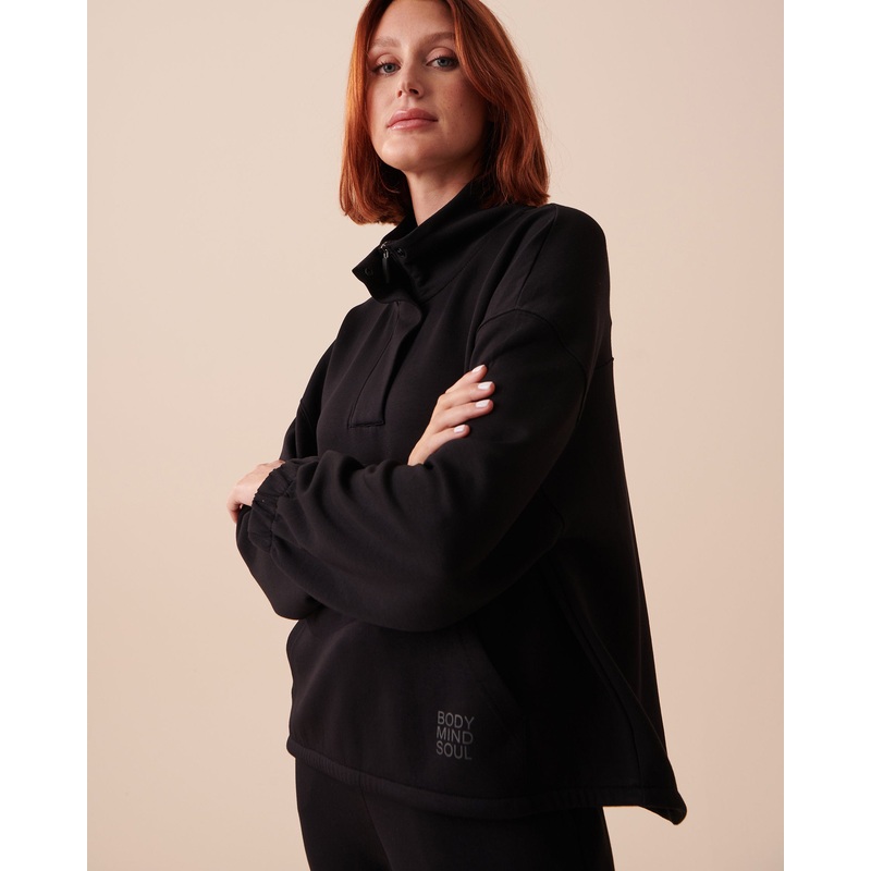 Interlock Long Sleeve Top Mock Neck