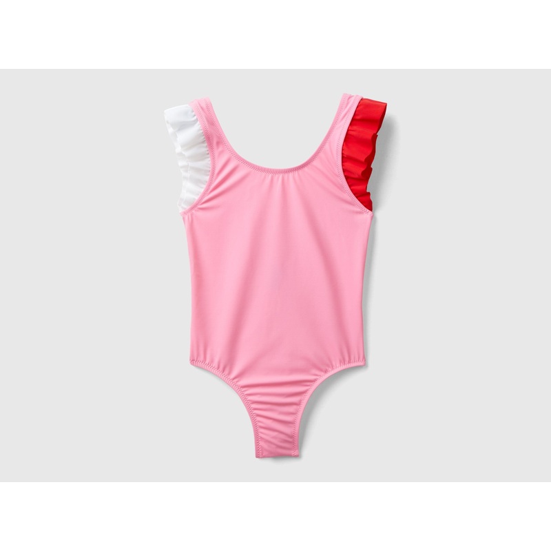 One-Piece Swimsuit With Ruffles In Econyl