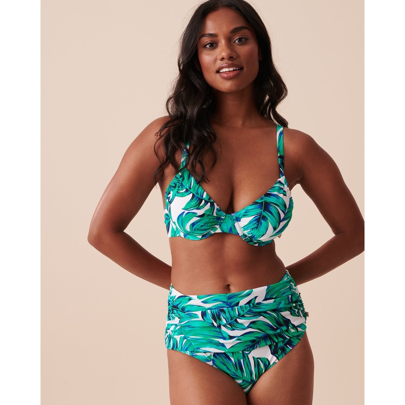 Palm Leaves Recycled Fibers Draped High Waist Biki