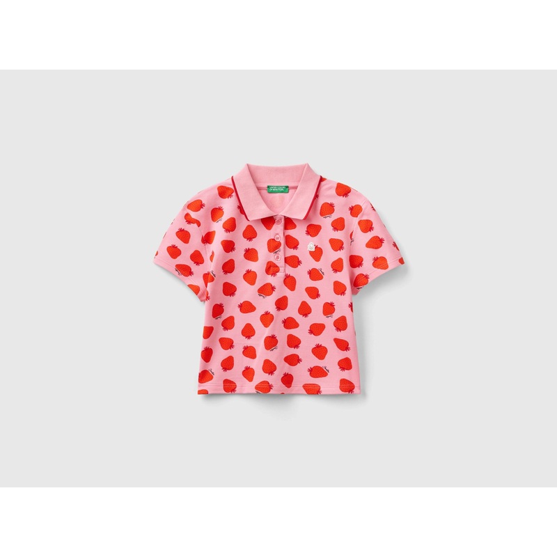 Pink Polo With Strawberry Pattern