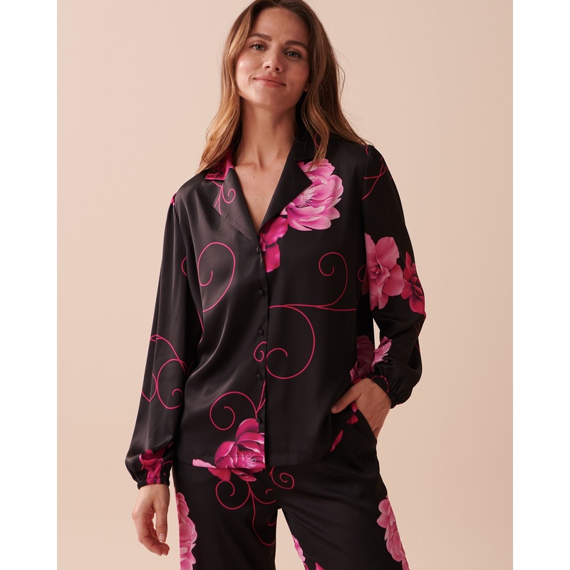 Satin Long Sleeve Button-Down Shirt