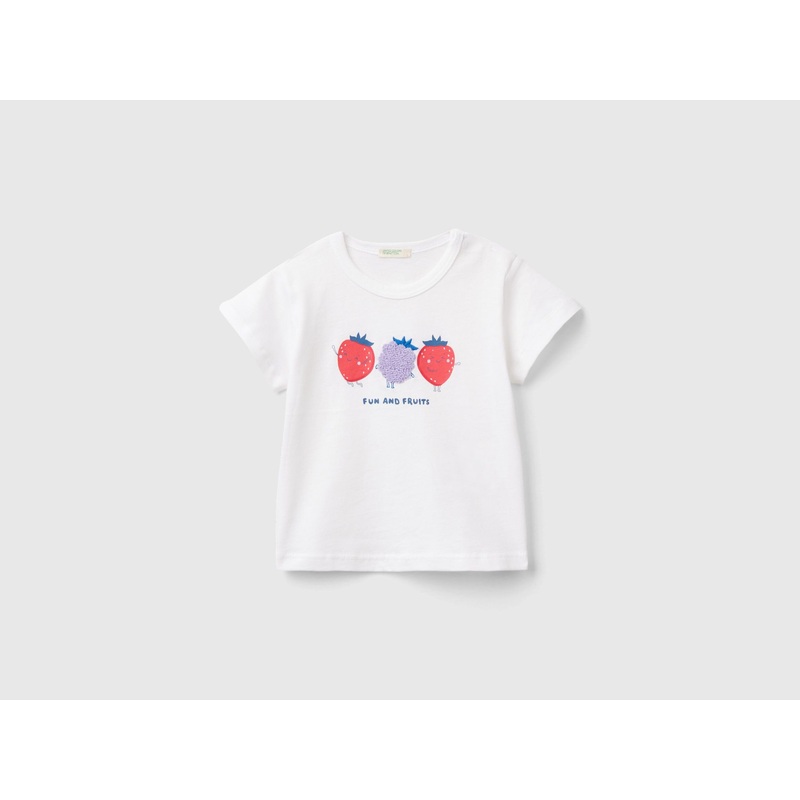 T-Shirt With Print And Embroidery