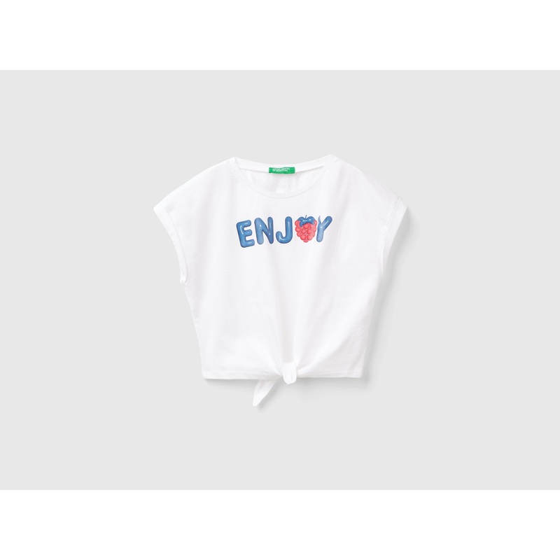 T-Shirt With Print And Knot