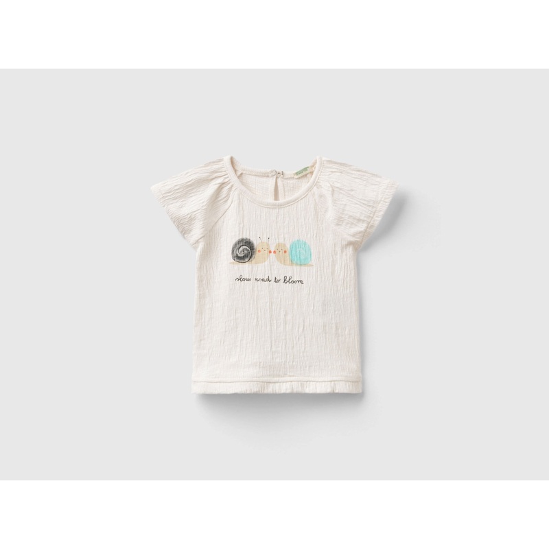 T-Shirt With Print And Rouches