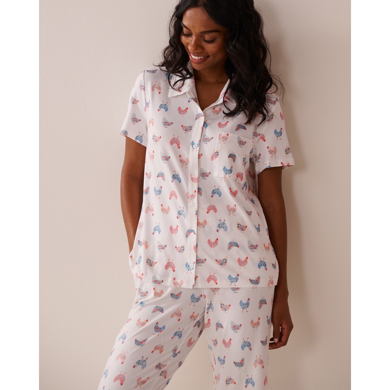 Chicken Print Super Soft Button-Down Shirt