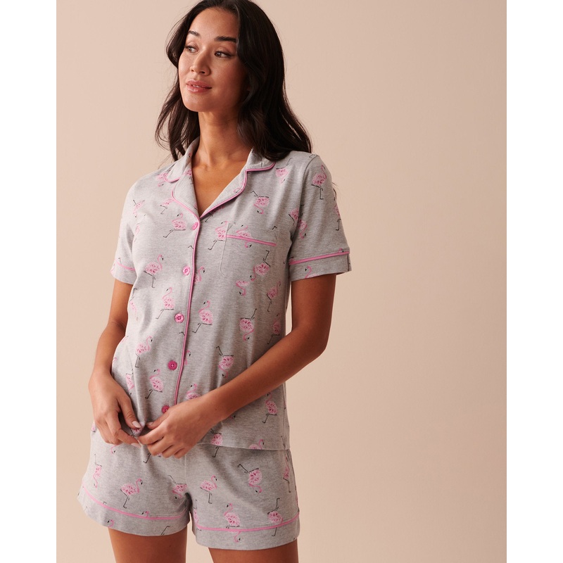 Cotton Pink Flamingo Button-Down Shirt