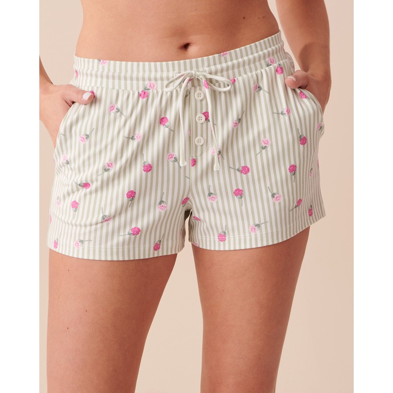 Ditsy Floral Stripes Super Soft Pajama Shorts