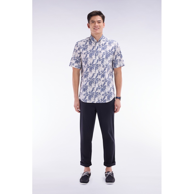 Elastic Chinos in Navy Stretch Cotton - Lyocell Blend