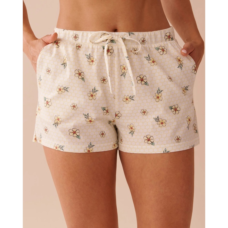 Honeycomb Print Cotton Pajama Shorts