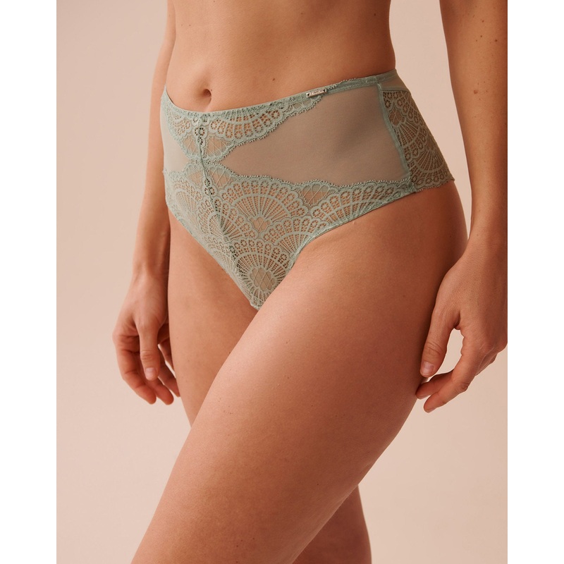Mesh and Lace High Waist Cheeky Panty