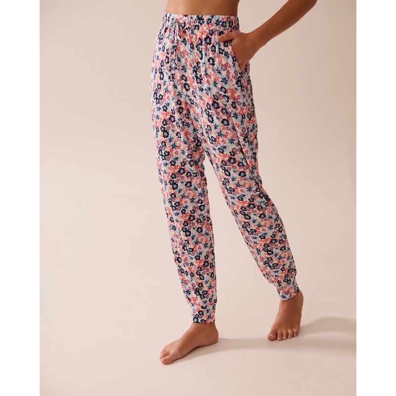 Multi Flower Soft Jersey Jogger Pajama Pants