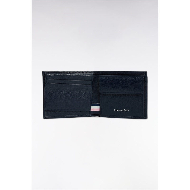 Navy Grained Leather Italian Wallet