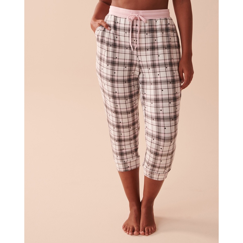 Recycled Fibers Plaid Fitted Capris