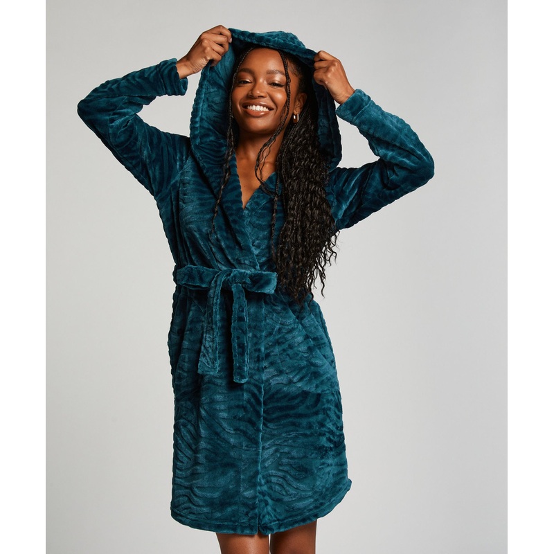 Robe Short Fleece Zebra Emb